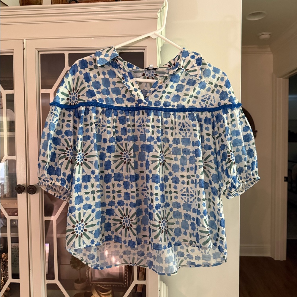 Blue Floral Women's Top